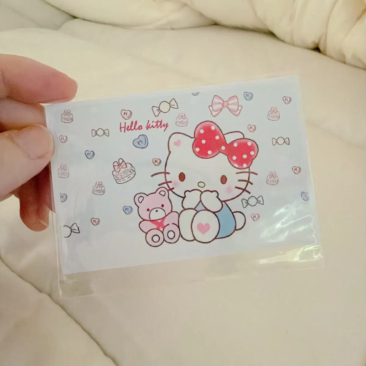 리본 땡땡이 키티 카드 스티커 (신상)
