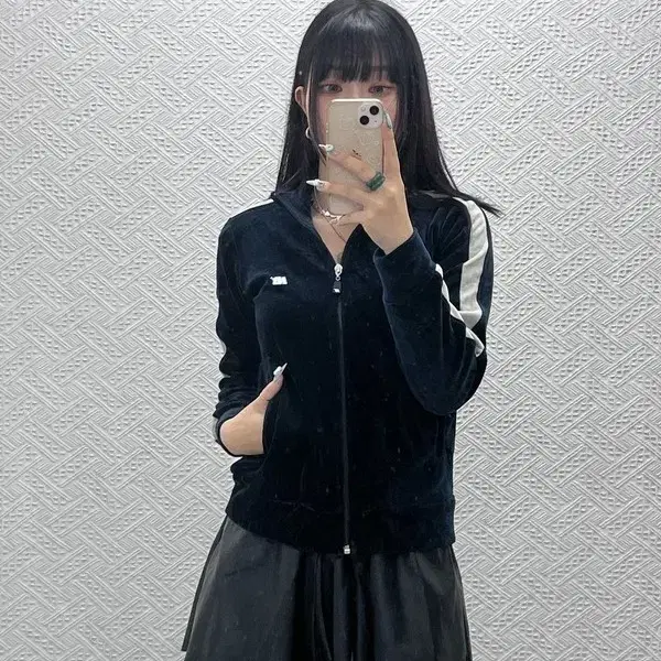 뉴발란스 빈티지 캐주얼 Y2K 키치 벨루어 져지 집업 M C15067