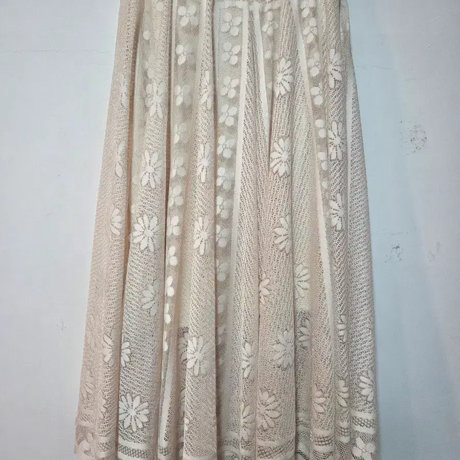 아이보리 플라워 레이스 롱 스커트 28~30 인치