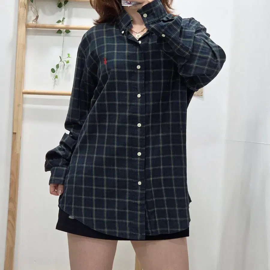 [M]랄프로렌 커스텀핏 다크그린 타탄체크 셔츠 (레드포니)