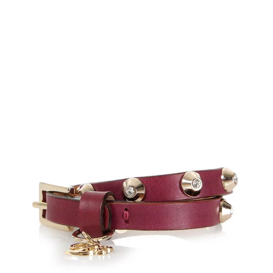 DSQUARED2_STUDDED 버건디 LEATHER 브레슬릿