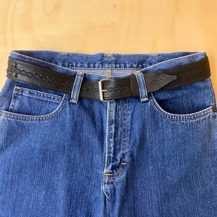VTG roller buckle leather belt 롤버클 음각 레더 벨트