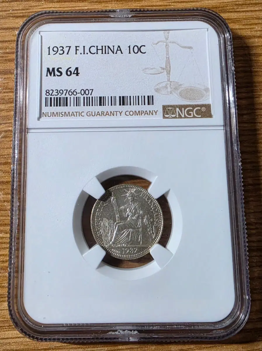 [NGC MS64] 1937 프랑스령 인도차이나 10센트 주화