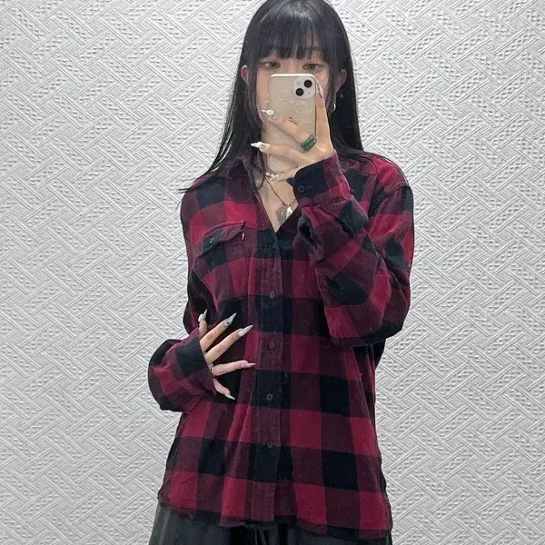 리바이스 빈티지 캐주얼 오버핏 플란넬 체크 셔츠 L C15066