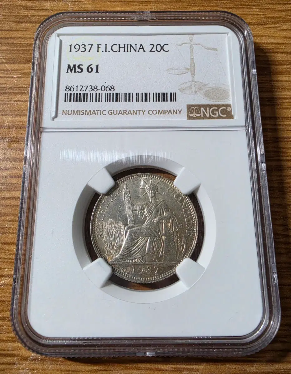 [NGC MS61] 1937 프랑스령 인도차이나 20센트 주화