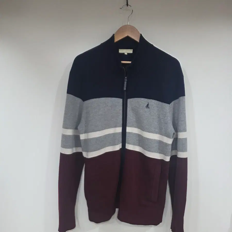 빈폴(BEANPOLE) 남성용 모 100% 컬러블록 집업 가디건