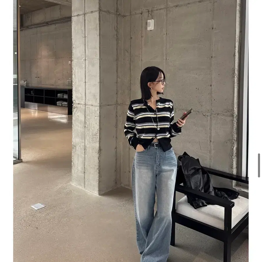 단가라 가디건 블랙