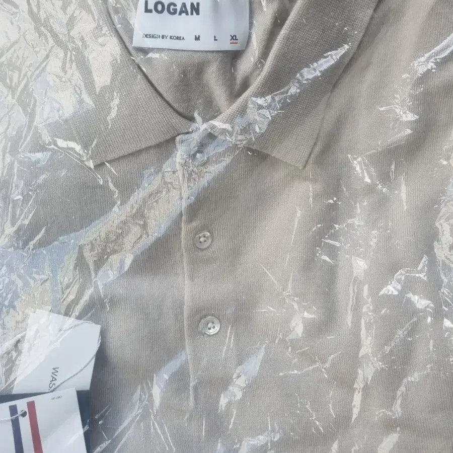 LOGAN(로건) 반팔 머슬핏 카라 니트, 헨리넥