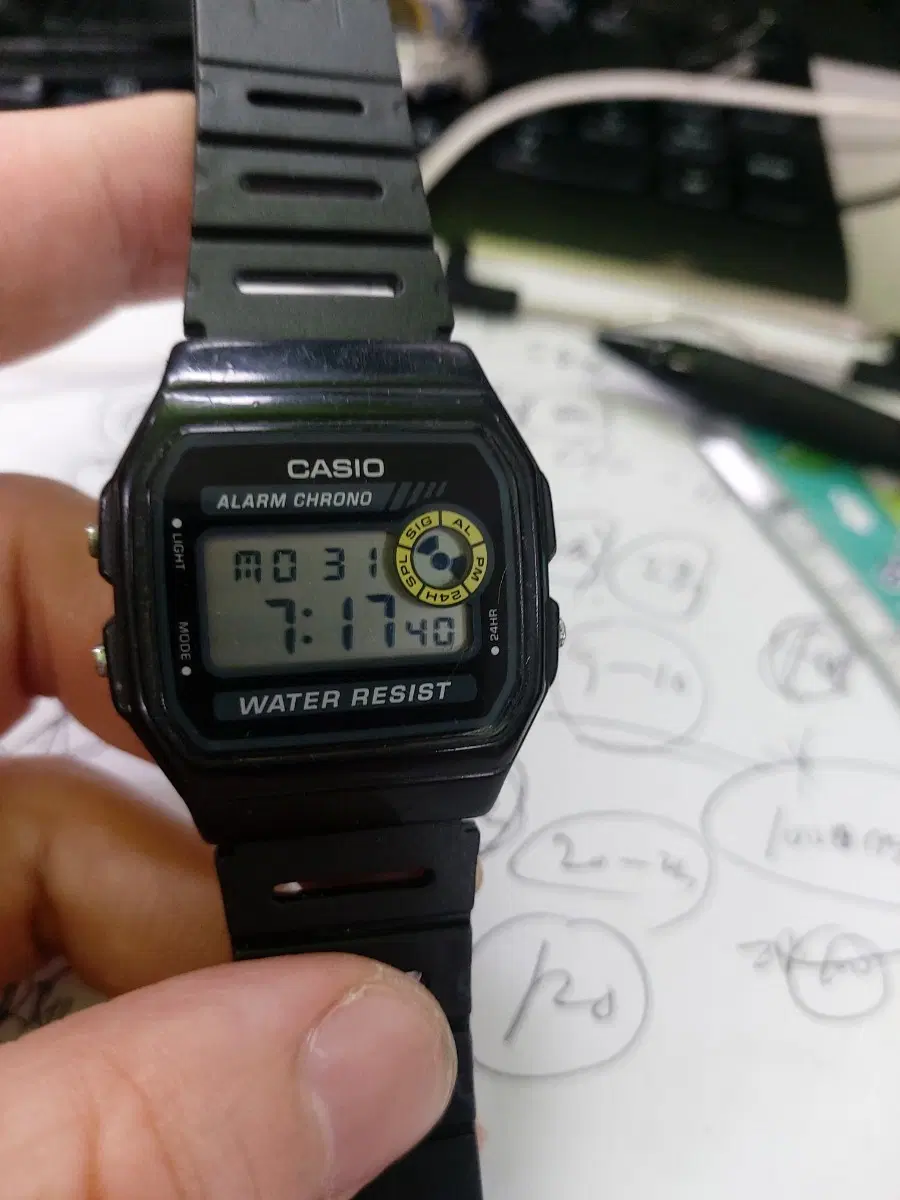 카시오 알람 크로노 블랙 시계
