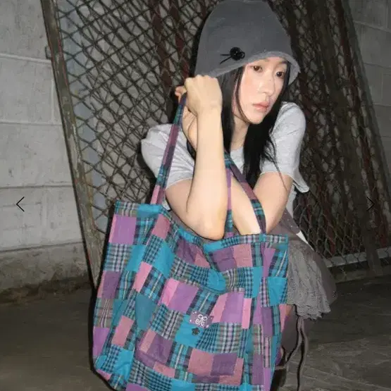론론 88아카이브 요시 코튼 쇼퍼백 (블루)