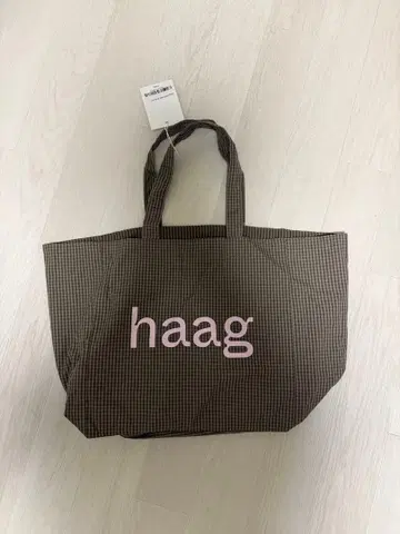 haag 체크 무늬 토트백 브라운
