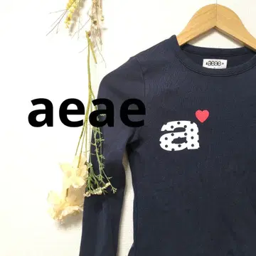 aeae 상의 티셔츠 로고 프린트 네이비 귀여운