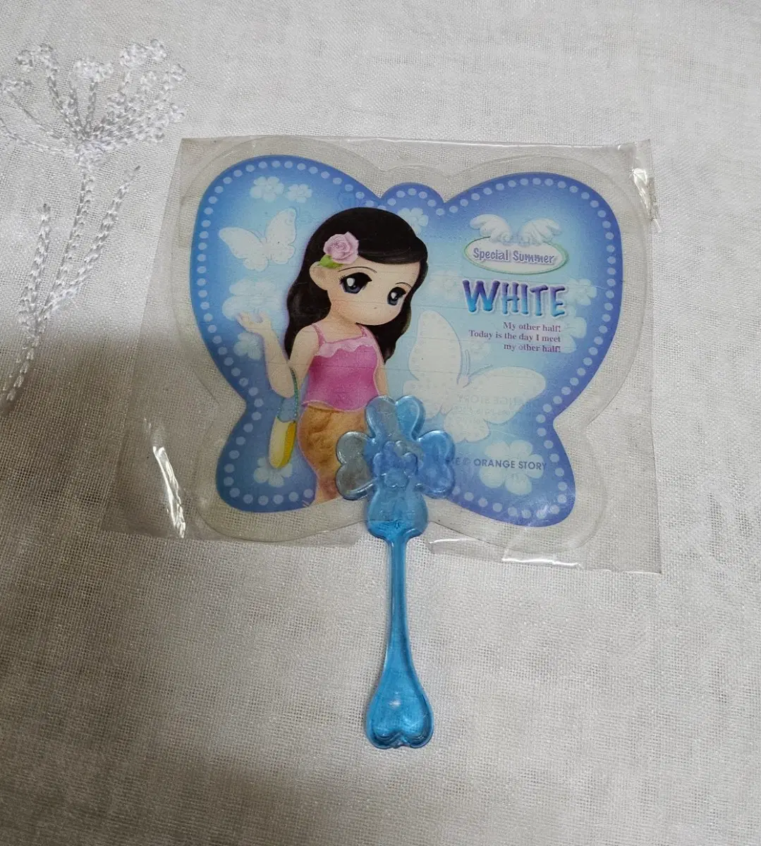 오렌지스토리 화이트 미니 부채 편지지 고전문구 레트로 빈티지 소품 키덜트 팬시