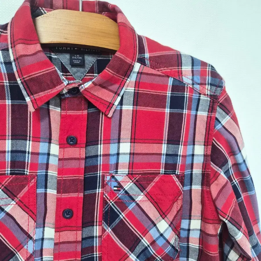 [L(16-18)] 타미힐피거 레드 체크 셔츠 / Tommy Hilfiger