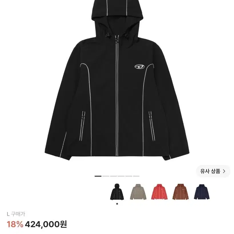 디젤 J-하이브스 콘트라스트 파이핑 윈드브레이커 블랙