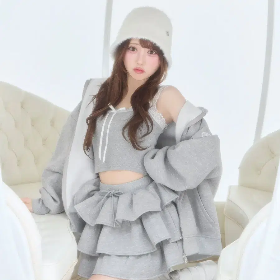 미셸마카롱 티어드 스커트 3종 셋업