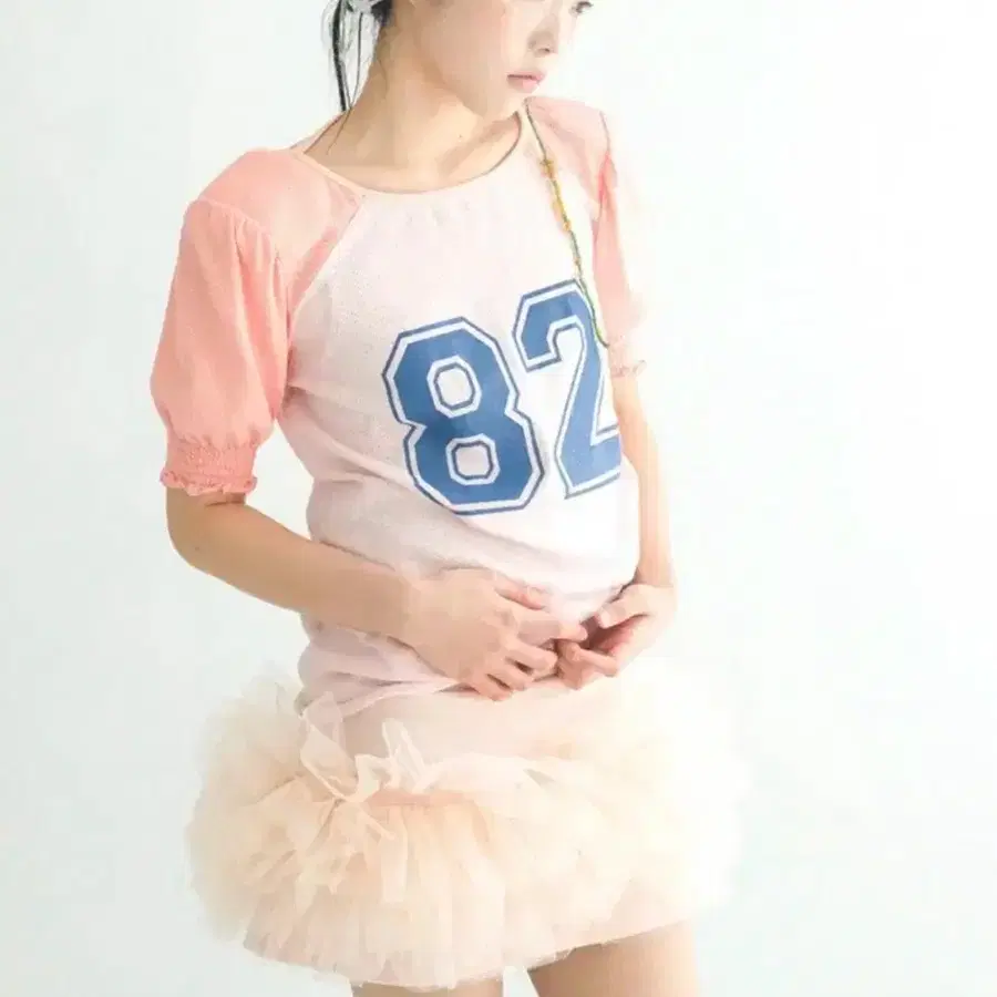 샵페어리 저지 볼륨 튤 스커트 코랄 jersey volume tule