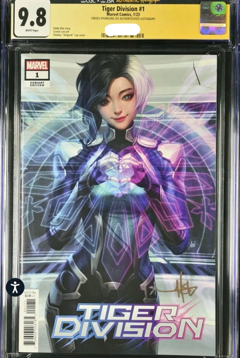 마블 타이거 디비전 1호 루나스노우 미국코믹스 pop1 크리스 현성 리 작가 사인 CGC 9.8 상태인증 친필 jsa인증