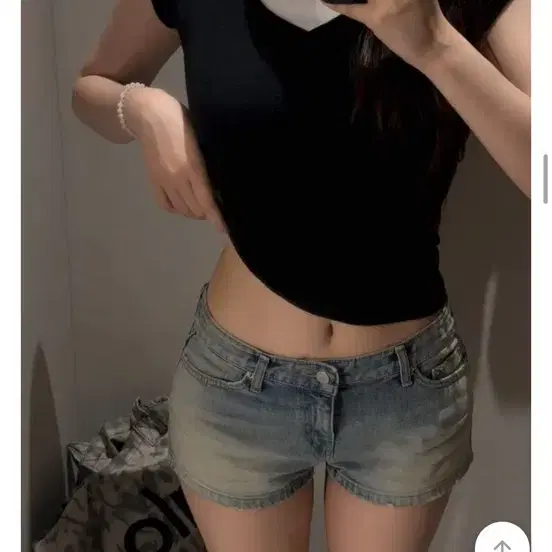 에이블리 로우 빈티지워싱 숏 데님
