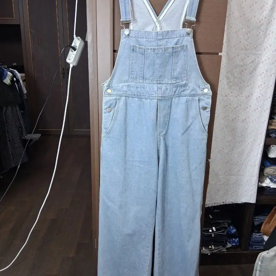 청청 데님 와이드 오버롤 팬츠(프리)
