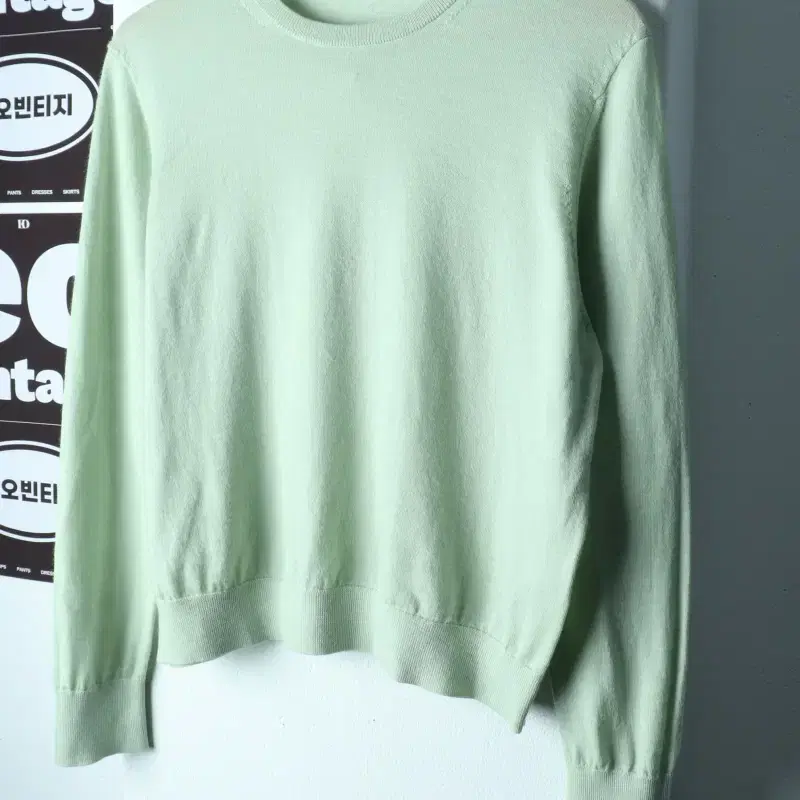 W(XL) 탑텐 니트 연그린 무지 울 놈코어-H39726