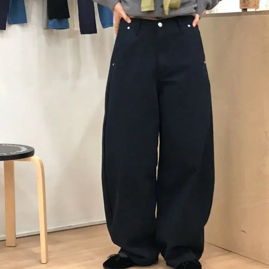 프사이샵 저지팬츠 (하체커버 커브핏) 벌룬핏 코튼 면 와이드핏 팬츠 (네이비 미듐)