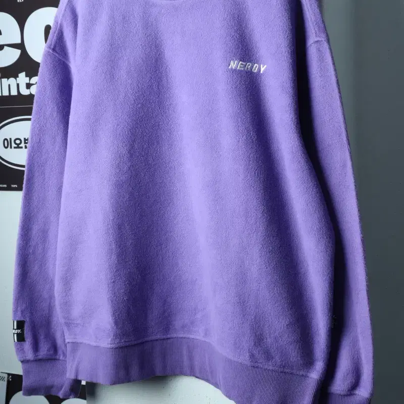 (L-XL) 널디 맨투맨 티셔츠 리버스 스몰로고 퍼플 부클-H39616