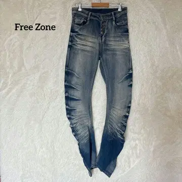 Free Zone 입체 재단 데님 팬츠 워시 가공 블루 S