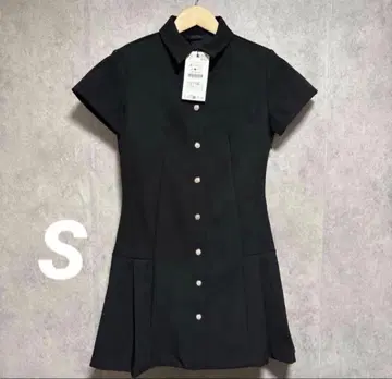 ZARA 플리츠 미니 원피스 블랙 반팔 S
