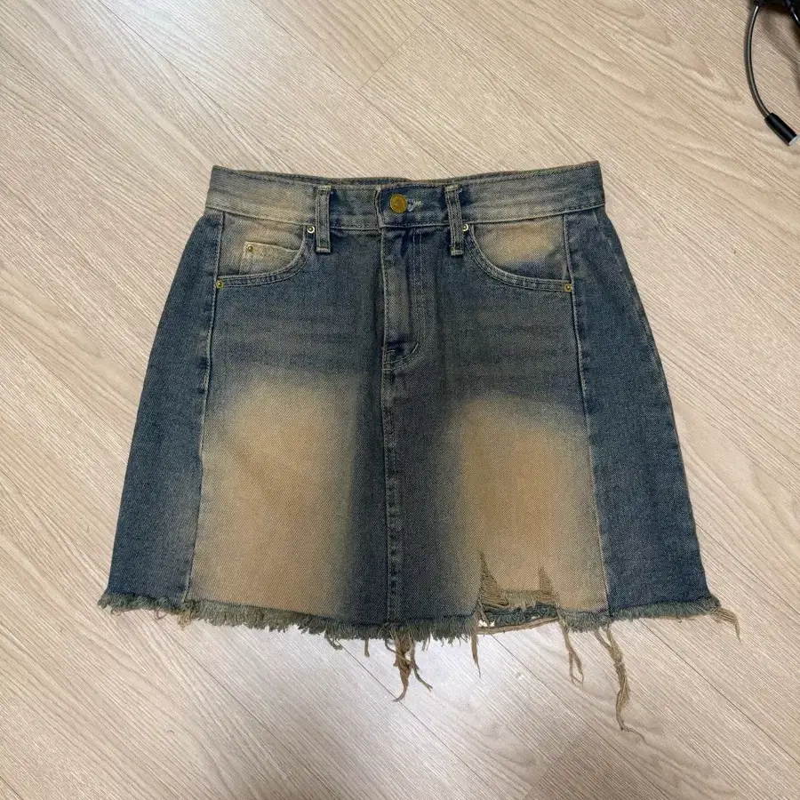 데미지 워싱 데님 스커트 M