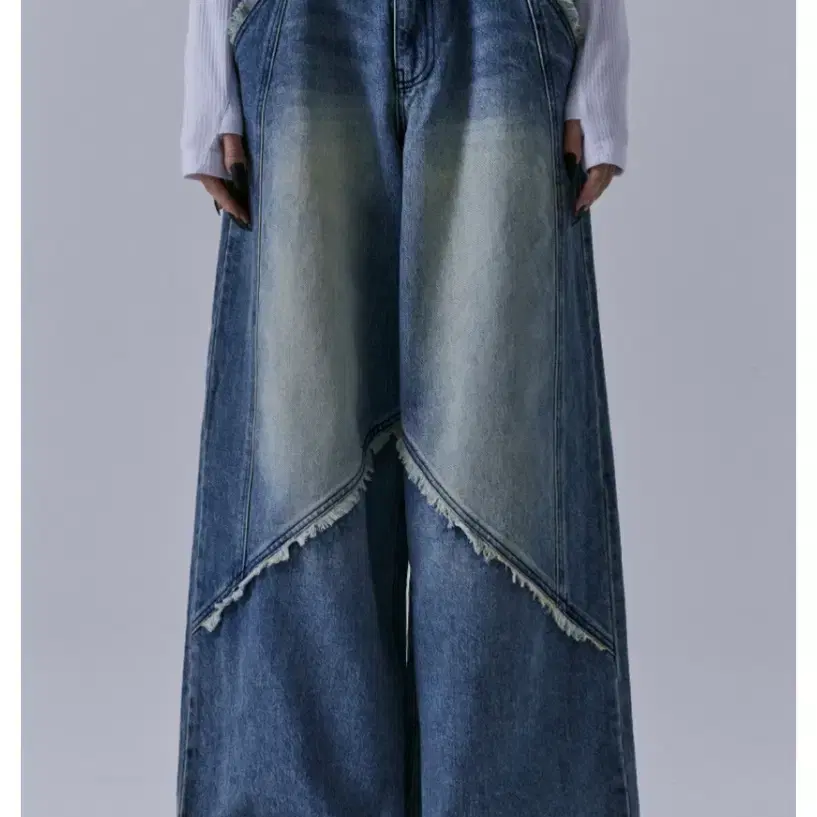 트리밍버드 Incision Tassel Denim Pants [Blue{