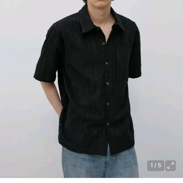 인사일런스 텍스쳐드 웨인 셔츠 BLACK M사이즈