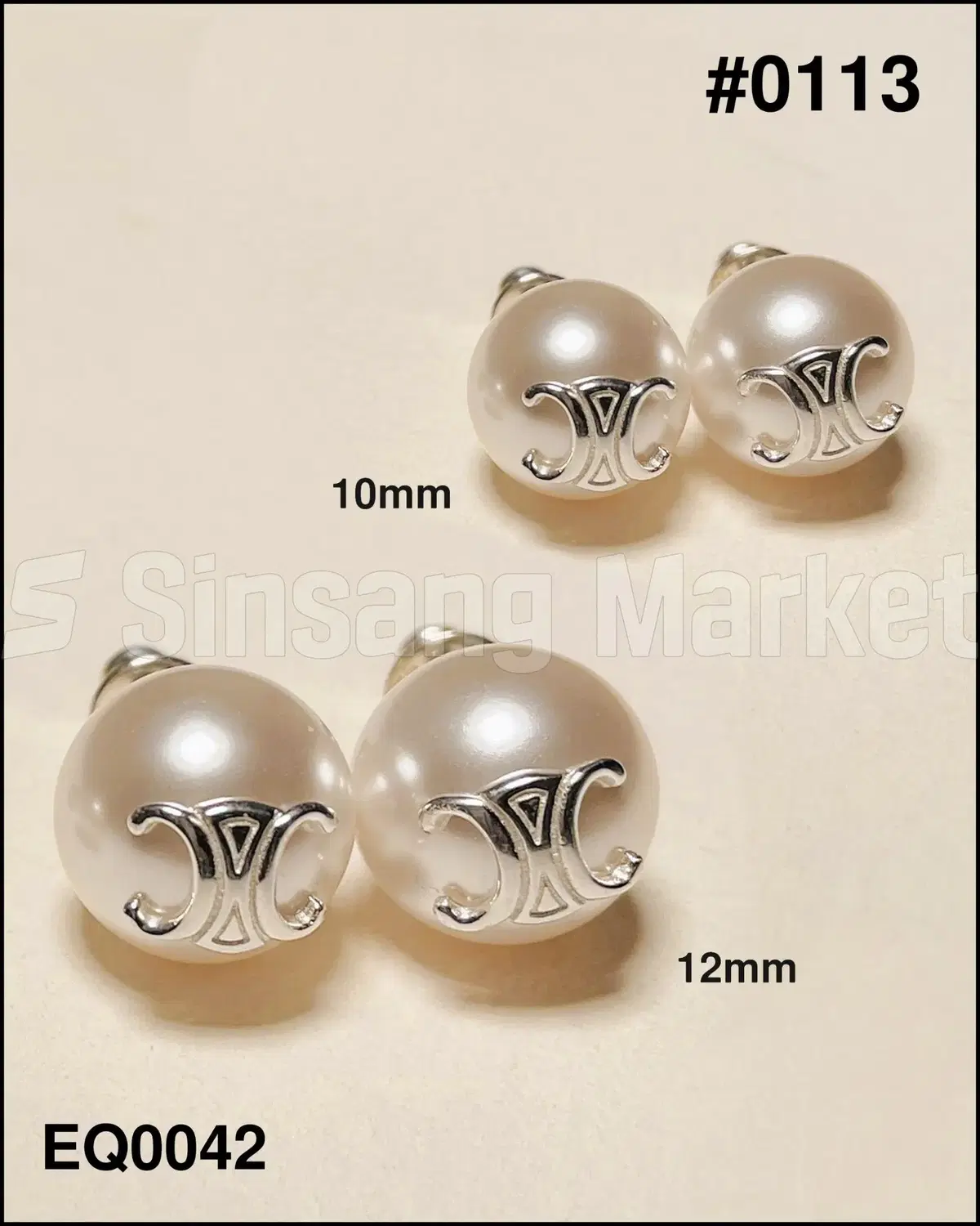 [빠른발송] 실버925 트리페 장식 SA급 진주 귀걸이 10mm 12mm