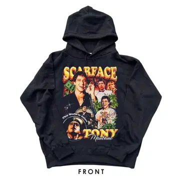 SCARFACE 그래픽 후드티 블랙