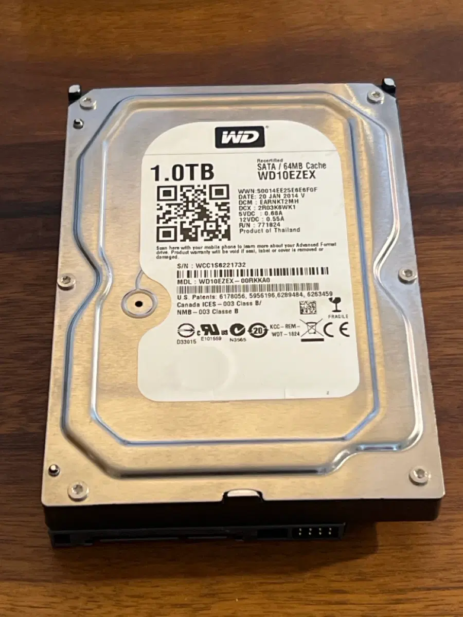 WD 1TB HDD WD10EZEX 데스크탑용