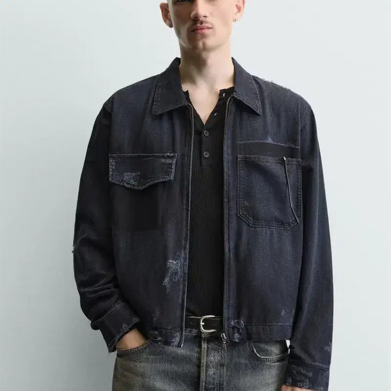 zara 자라 디스트로이드 크롭자켓
