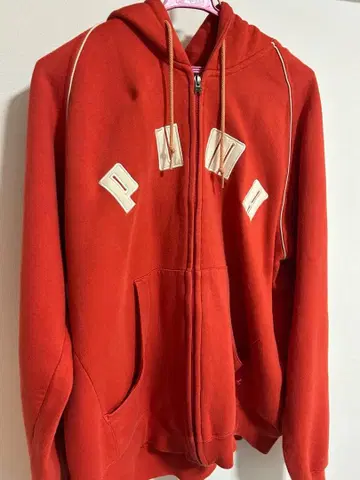 PUMA 푸마 풀 집업 후드티 빅 아치 로고 와펜 빨간색 XL