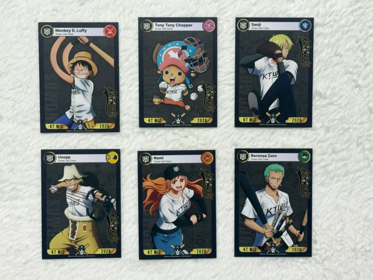 6장 세트 루피포함 카드 KT 위즈 원피스카드 한정판 콜라보 굿즈 onepiece 포토카드