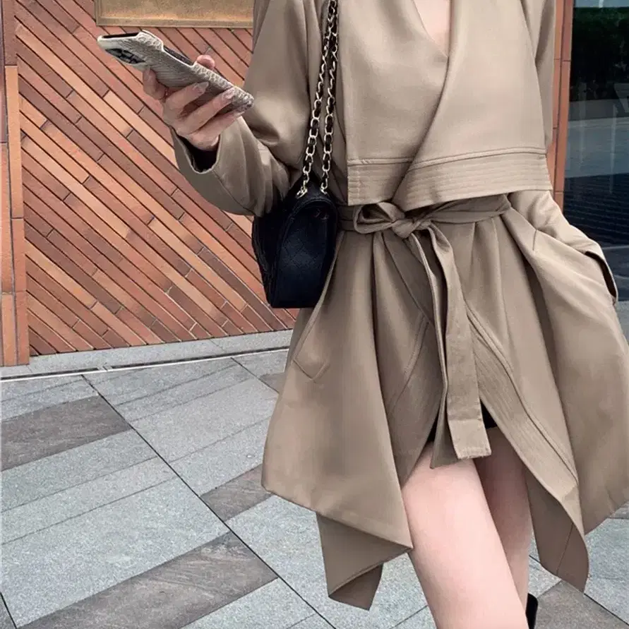 459. 라펠 오픈 숄카라 트렌치코트 벨트세트 새상품