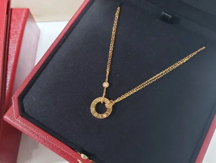 까르띠에 러브 투 다이아 목걸이 18k 로즈골드 정품