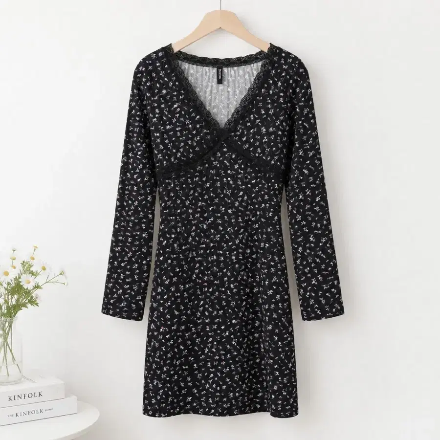 H&M 골지 잔꽃 원피스