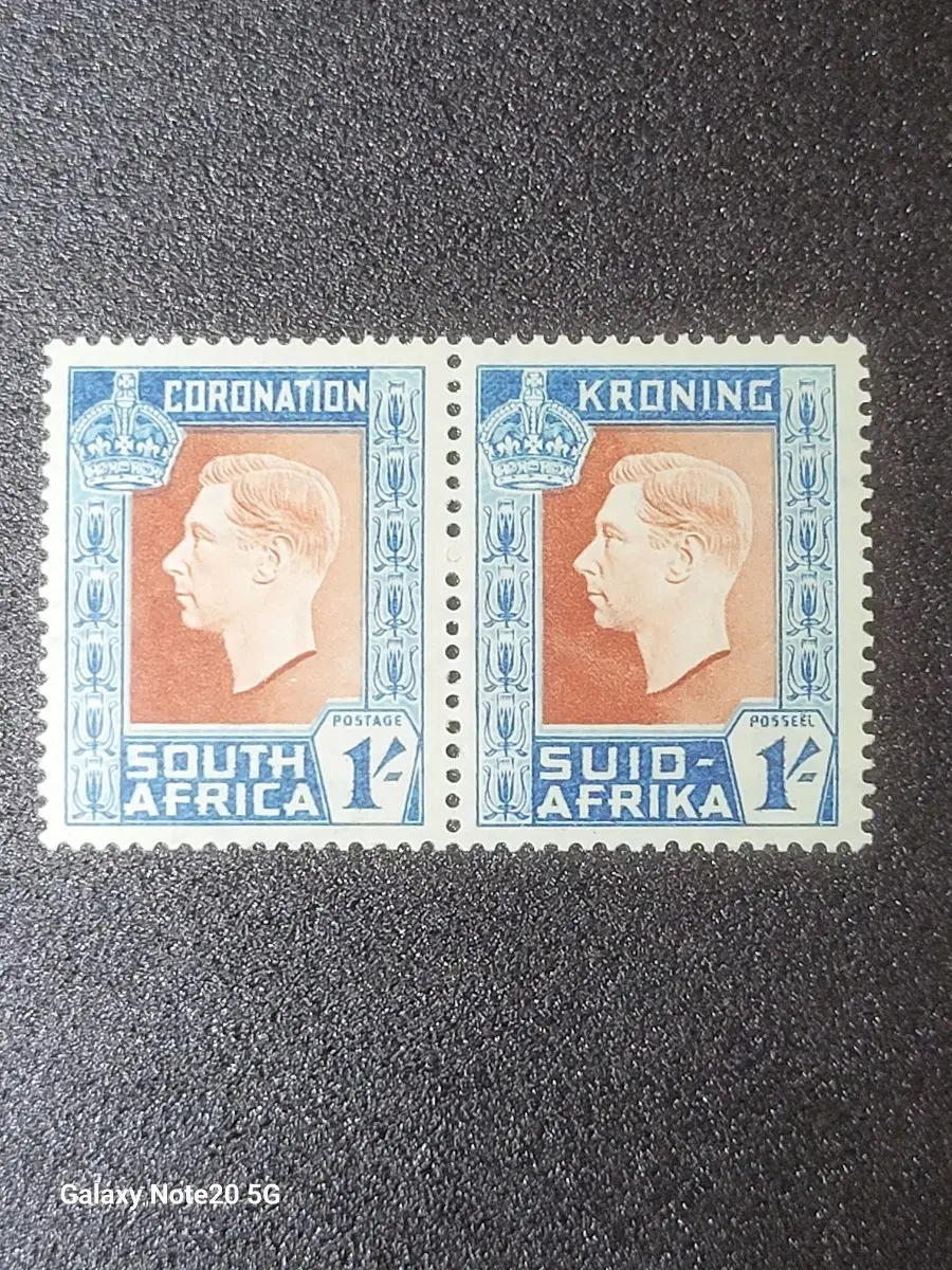 1937년 영국 킹조지6세 남아프리카방문기념 우표 페어 2장