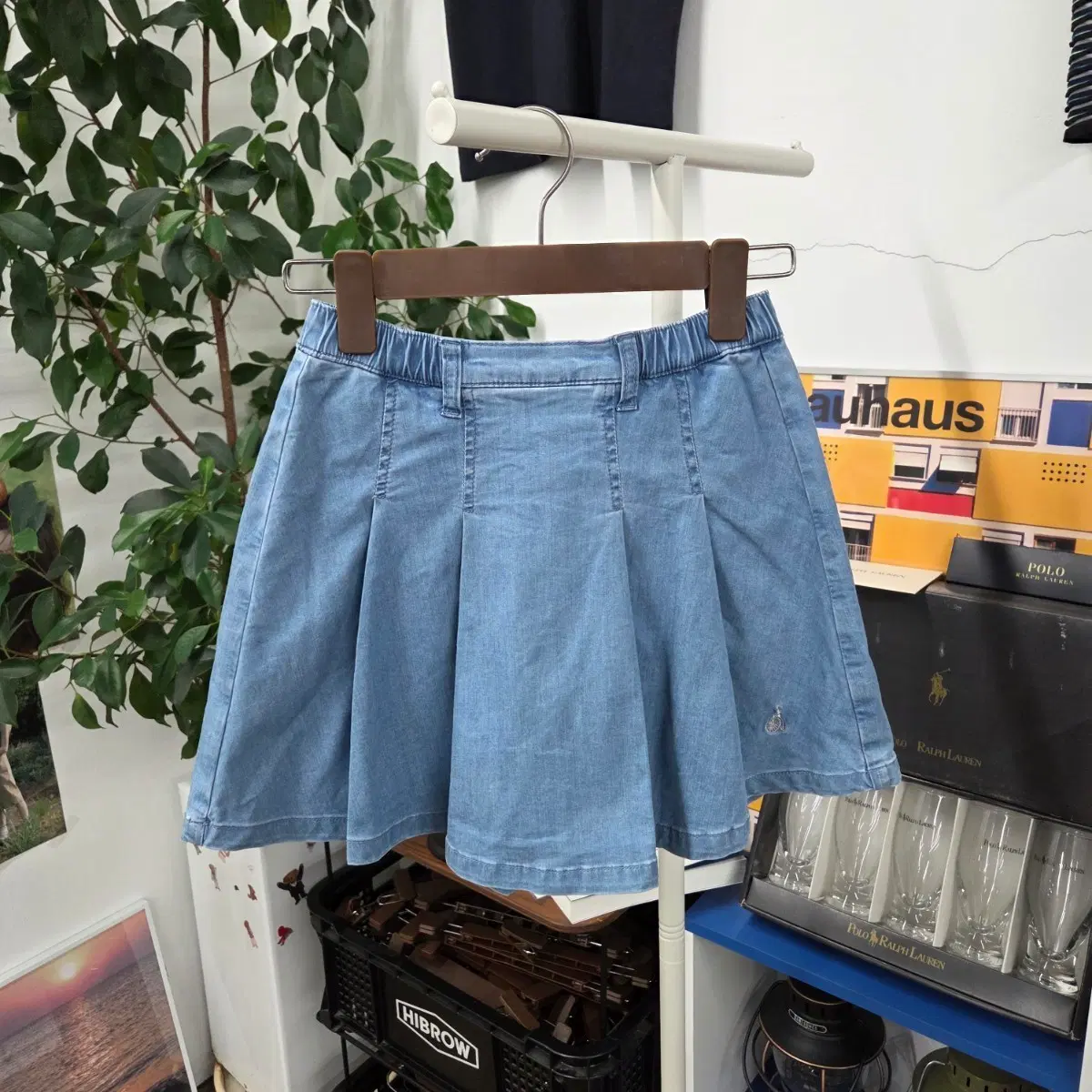 빈폴 여아 샴브레이 밴딩 치마바지 9-10y