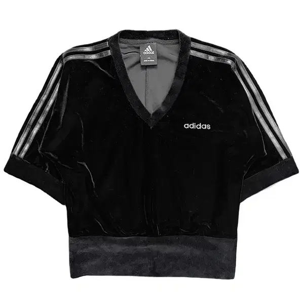 ADIDAS 올드스쿨 벨벳 브이넥 크롭 티셔츠 90