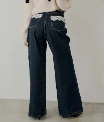 chico 치코 포켓 레이스 와이드 데님 M 네이비