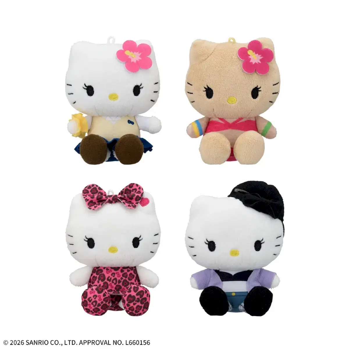 (4종 세트) 헬로키티 마스코트 XOXO 갸루 인형