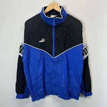PUMA 푸마 나일론 자켓 블루 블랙 절개 소매 로고 90s 구제 의류