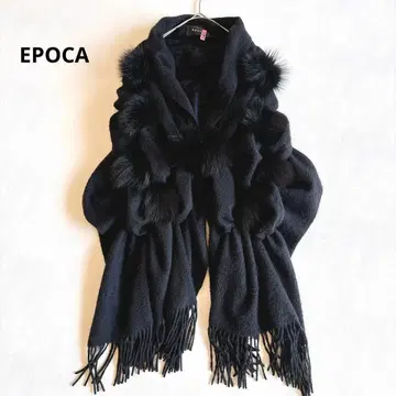 EPOCA 에포카 퍼 부착 스톨 숄 블랙