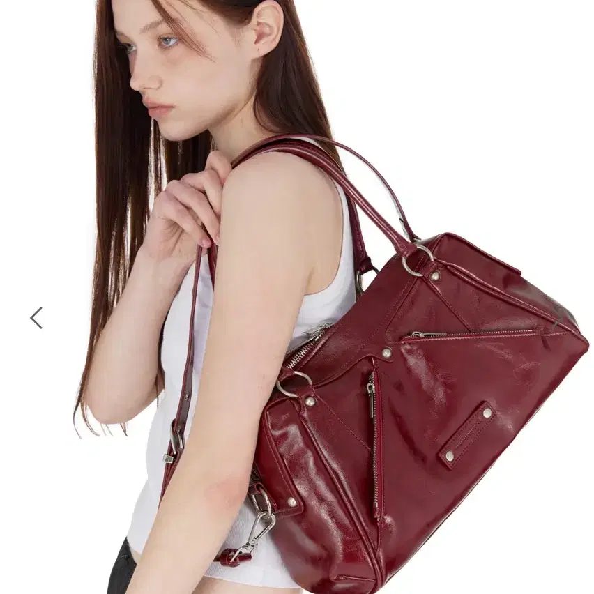 썬번프로젝트 Faux Leather M.O.S Bag, Burgundy