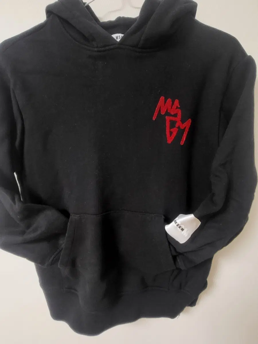 키즈 MSGM 로고 블랙 후드티